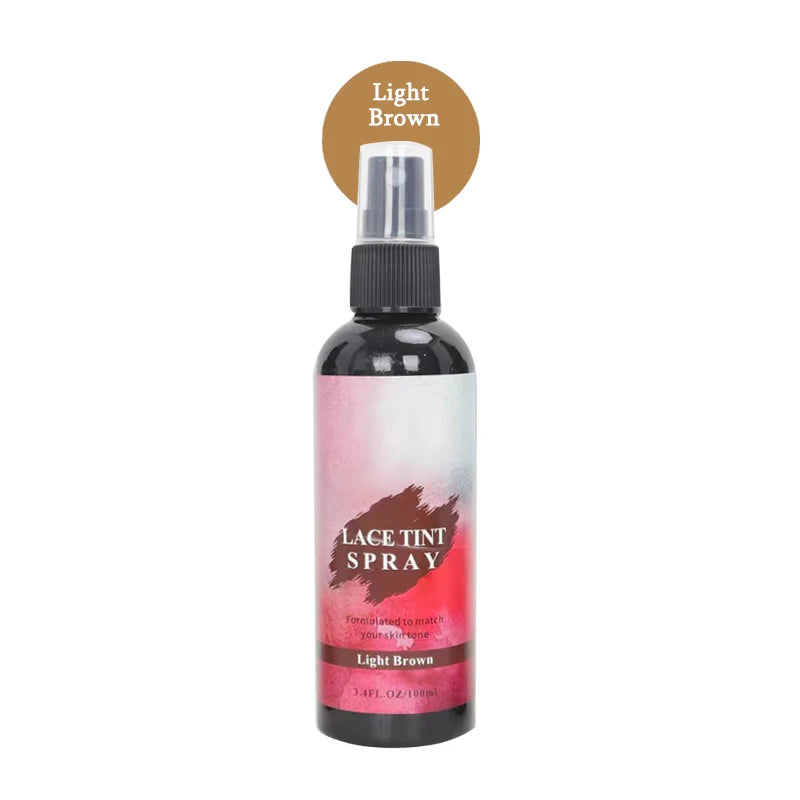 Flechazo Lace Tint Spray For Wigs Dark Brown Middle Brown Light Brown Lace Tinted Spray Lace Tinting Mousse For Lace Melt 100ML