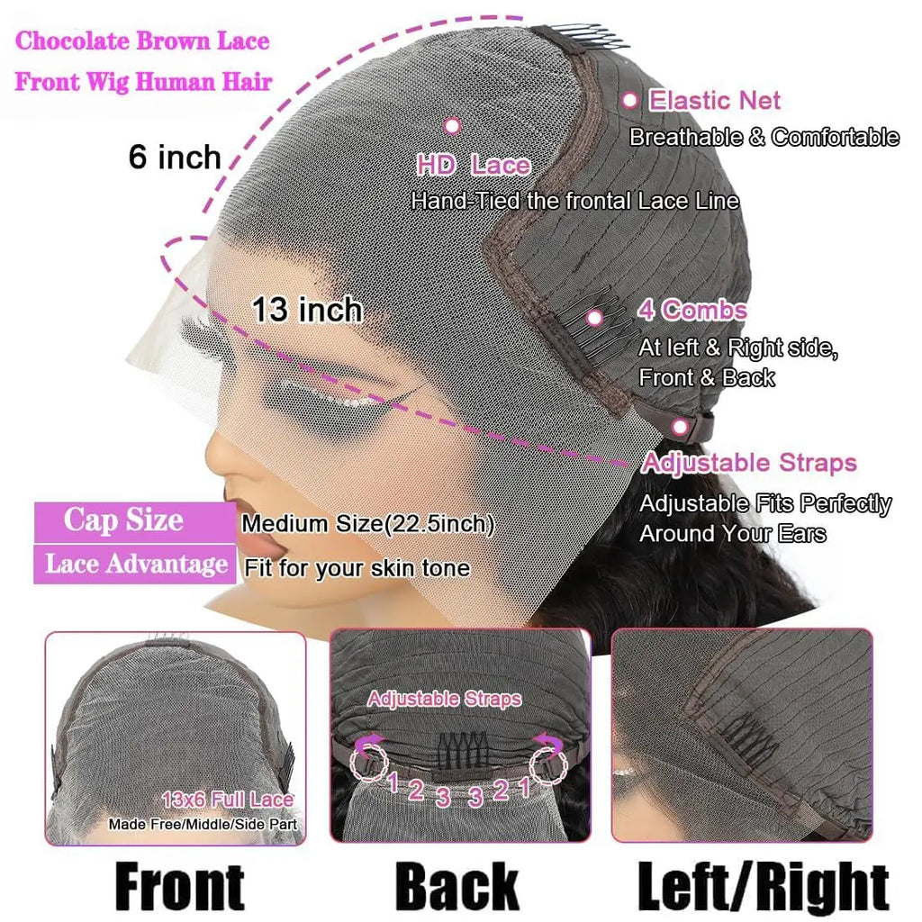 HD Deep Wave Lace Front Wig – 250% Density | 13x4 & 13x6 | Brazilian Remy Human Hair | 16–40 Inches
