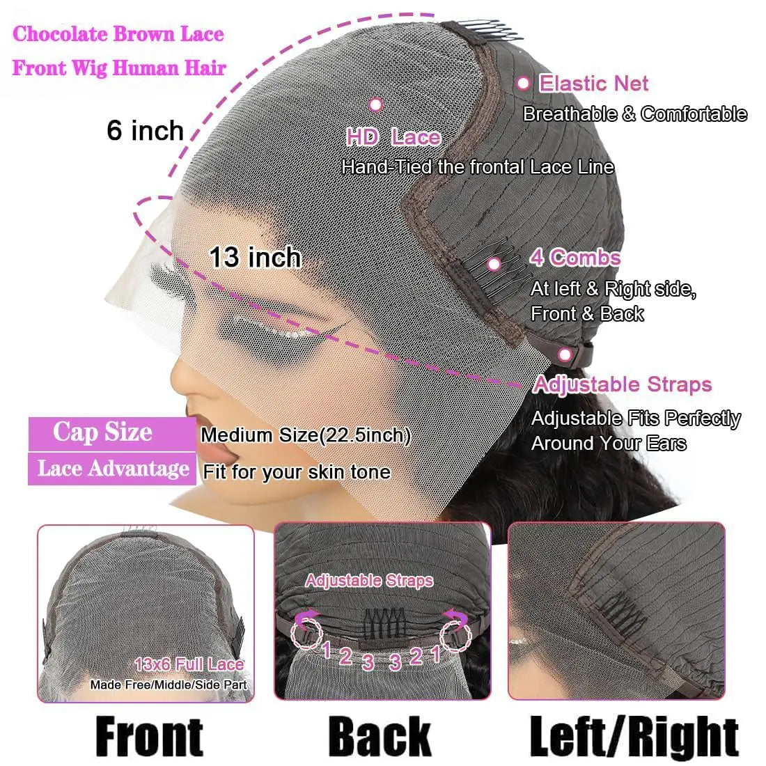 HD Deep Wave Lace Front Wig – 250% Density | 13x4 & 13x6 | Brazilian Remy Human Hair | 16–40 Inches