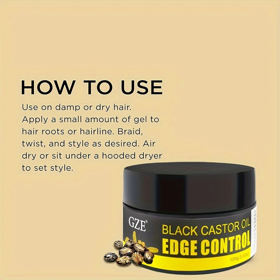 African Black Castor Oil Extra Hold Gel – Braid, Loc & Twist Styling | Frizz Control & Edge Tamer | 100g
