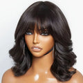 Body Wave Bob Wig With Bangs | Machine Made | Brazilian Remy Human Hair | 220% & 240% Density | 8"-16" | VS HAIR