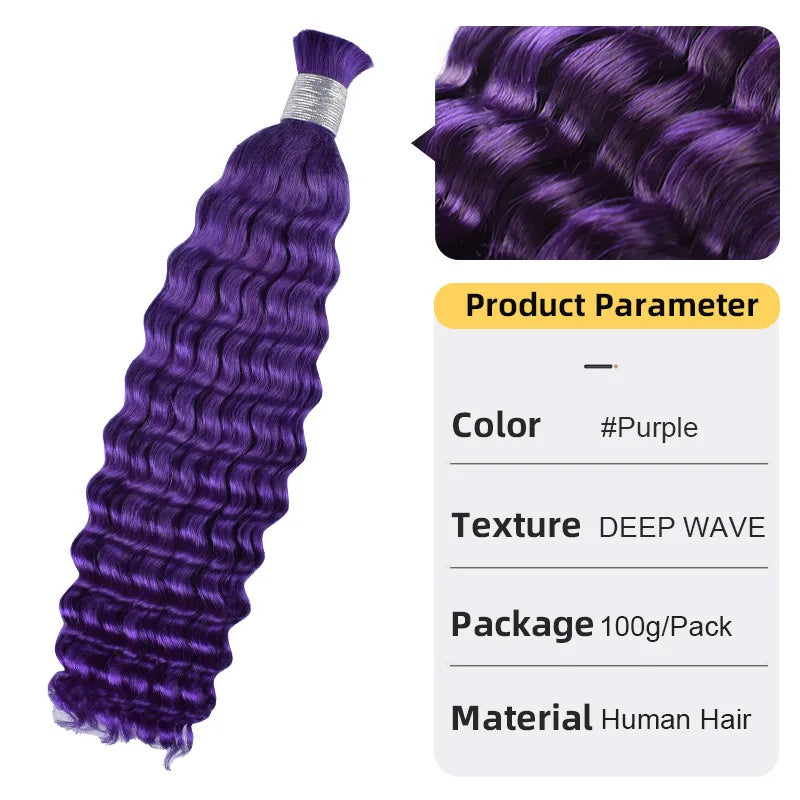 12A Human Braiding Hair for Boho Braids Color 613 27 Highlight Deep Wave Bulk Human Hair for Braiding Knotless Wet and Wavy Wigs