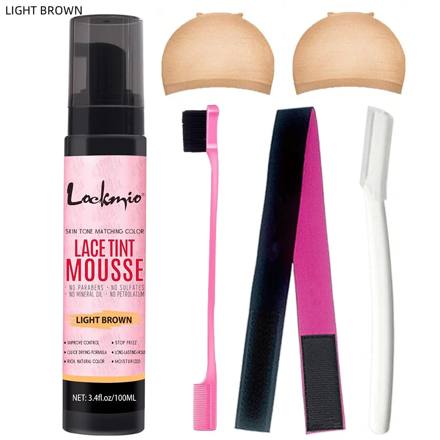 Lace Tint Spray & Foam Mousse – Invisible Lace Colorant for Wigs | Dark, Medium & Light Brown | 100ml