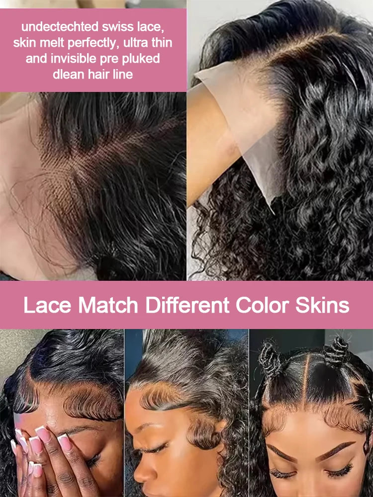 300% Density 40 46 Inch 13x6 HD Loose Deep Wave Lace Frontal Wig Brazilian 13x4 Water Curly Human Hair Wigs For Women Preplucked