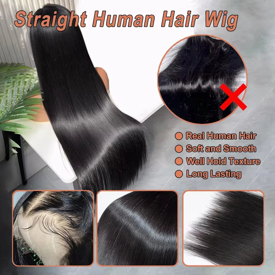 250% Brazilian Straight Human Hair Lace Wig