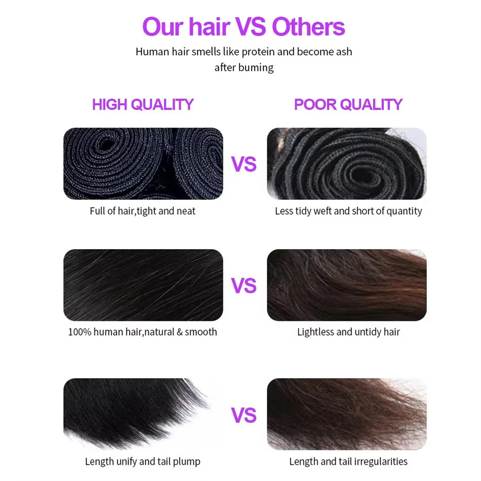 Straight Bundles Human Hair 12A Human Hair 4 Bundles Straight Hair 20 22 24 26 Inch Brazilian Human Hair Extensions