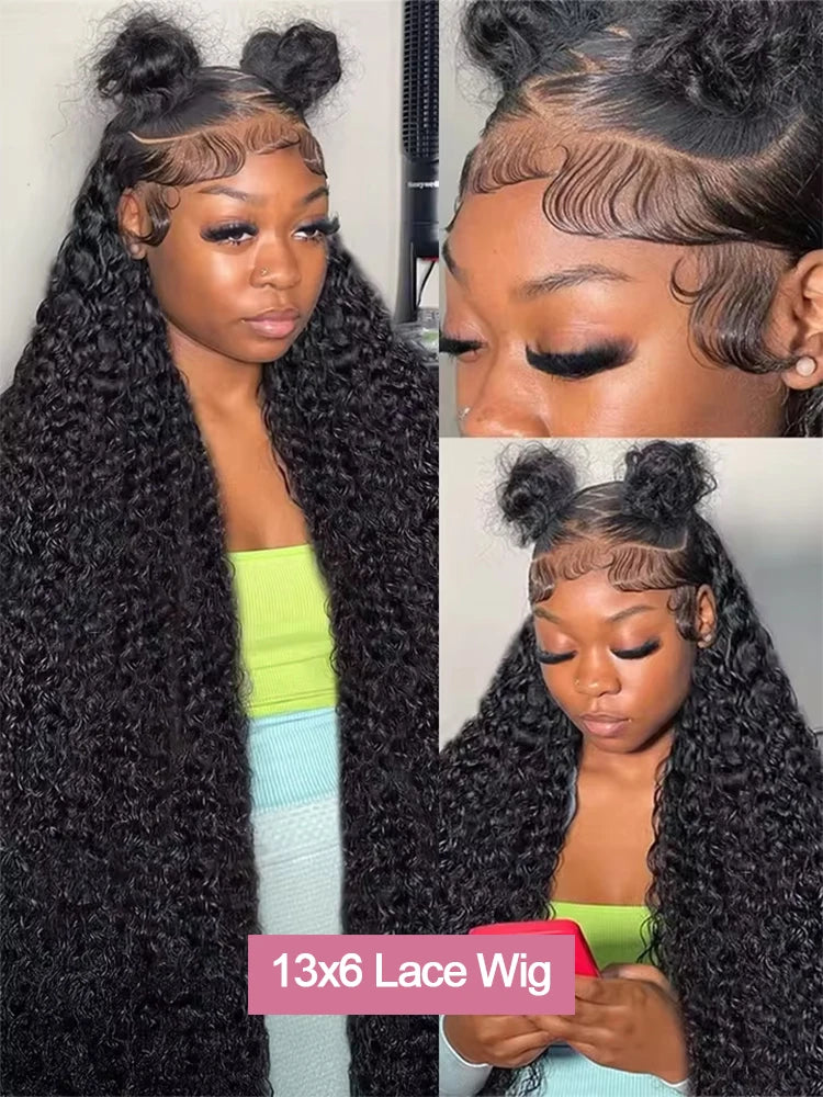 300% Density 40 46 Inch 13x6 HD Loose Deep Wave Lace Frontal Wig Brazilian 13x4 Water Curly Human Hair Wigs For Women Preplucked