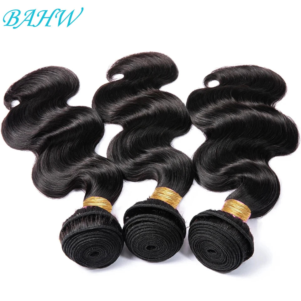 BAHW Hair Indian Raw Hair Body Wave Hair 1/2/3 PCS Bundles 100% Virgin Human Hair Extensions Natural Color Short inch For Women