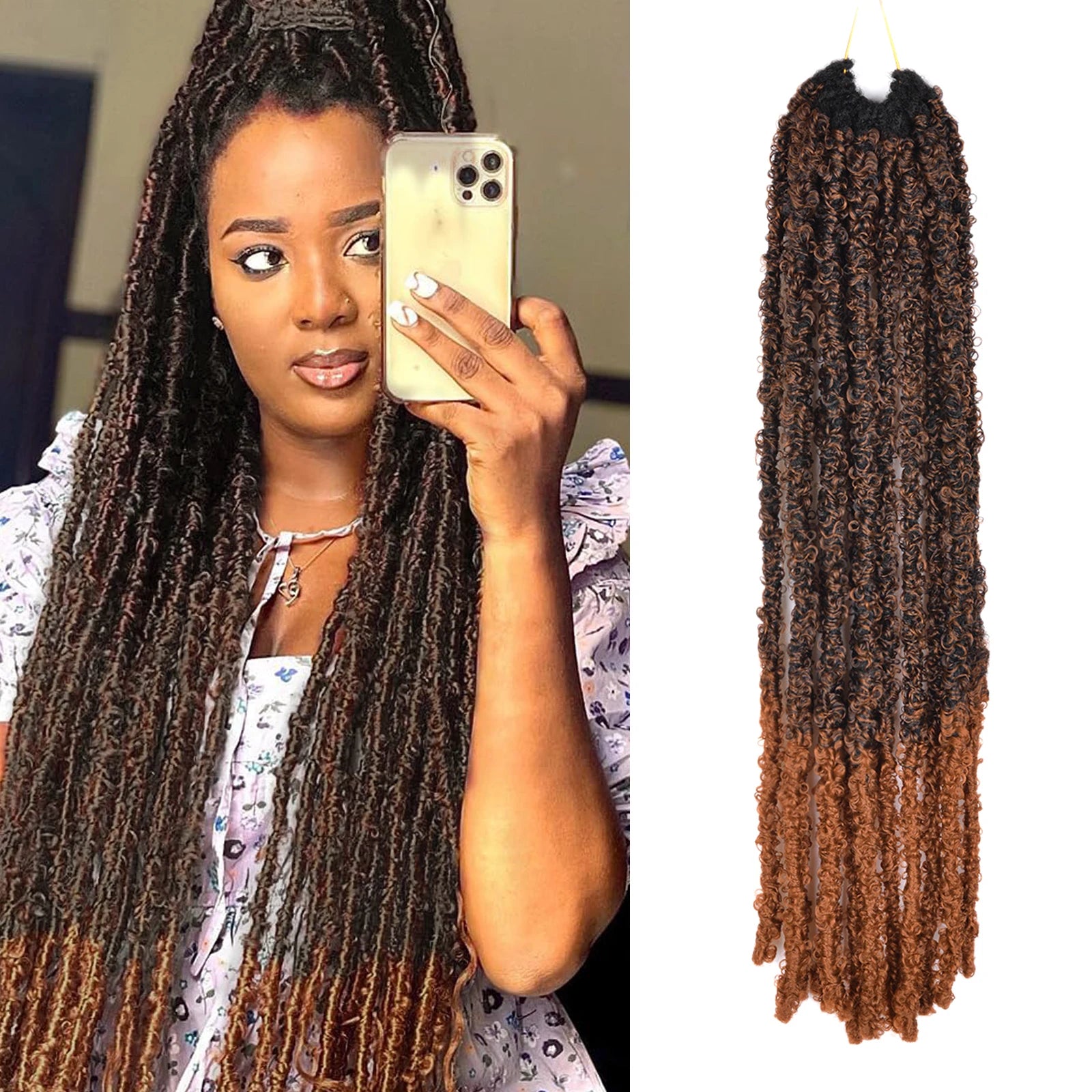 Butterfly Locs Crochet Hair Dreadlocks Meche Faux Locks Crochet Hair Braids Extensions Soft Locks Curly Braid Synthetic Hair