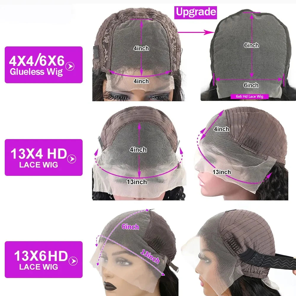 Body Wave Glueless Wig – Pre-Plucked HD Lace | 4x4, 6x6, 13x4, 13x6 | 18"-36"