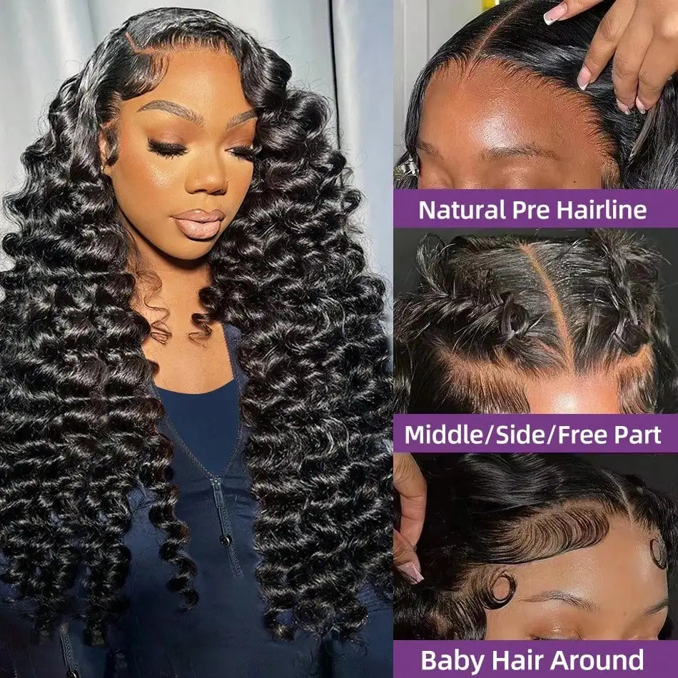 HD Lace Deep Wave Frontal Wig – 13x4, 13x6 & 5x5 Glueless | Pre-Plucked | 200% Density | 16–42 Inches