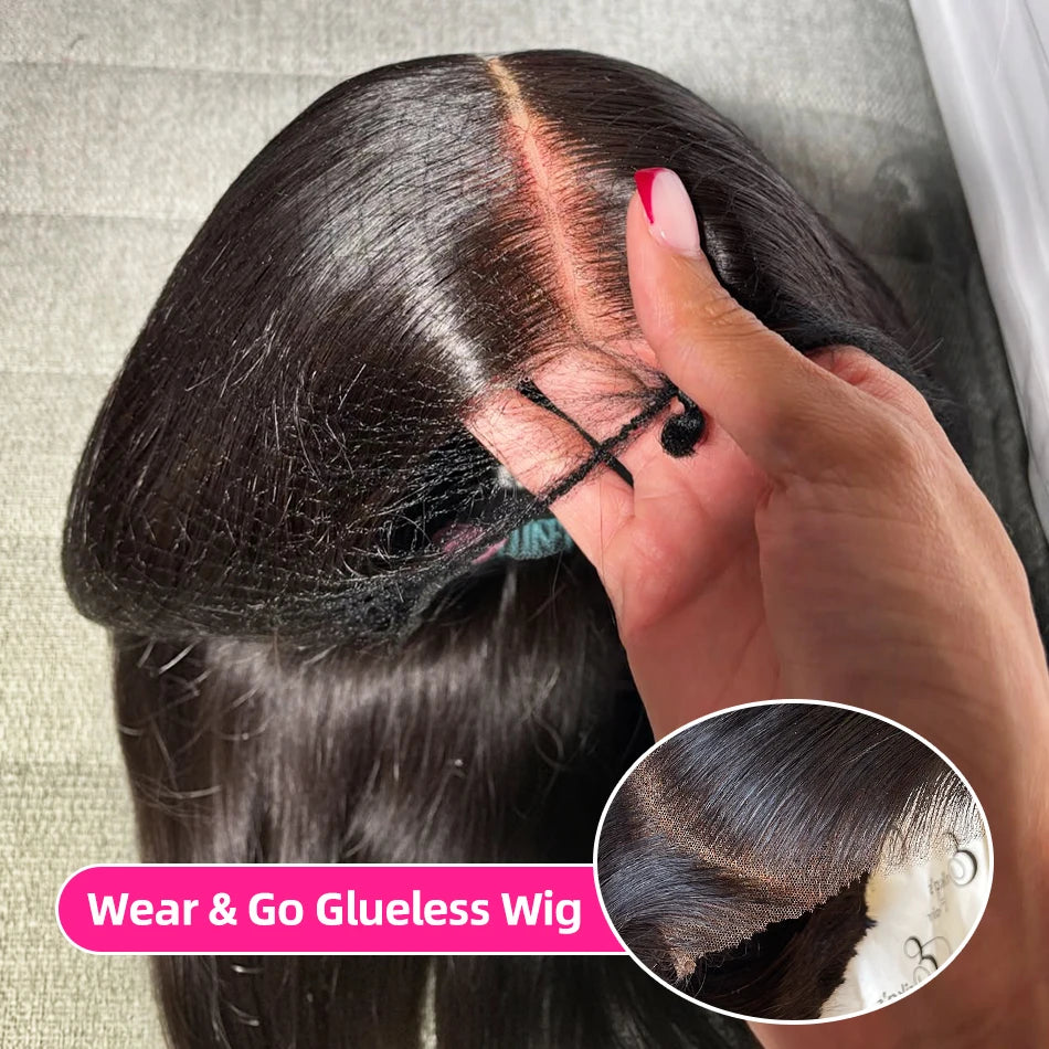 Straight Glueless Wigs Human Hair Bone Straight 13x6 HD Lace Frontal Wig 100% Human Hair Brazilian 5x5 Closure Wig For Women