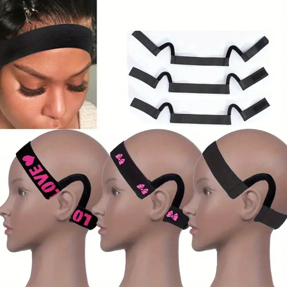 Lace Melt Wig Band with Ear Hanger – Adjustable Edge Wrap for Wig Installation | Black & Pink | 1 & 3 Pcs