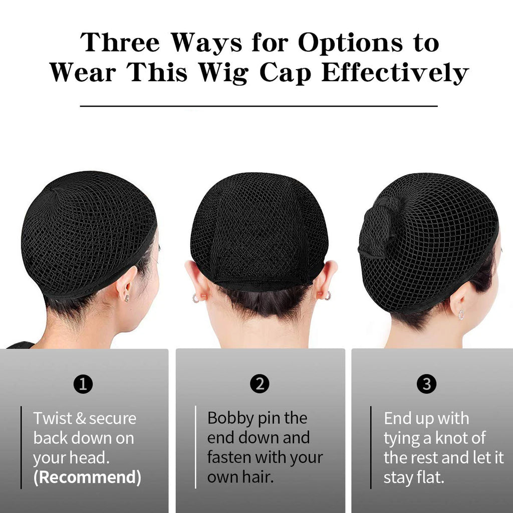 Mesh Wig Cap for Long & Thick Hair – Stretchy Nylon Hair Net for Wigs | Black & Brown