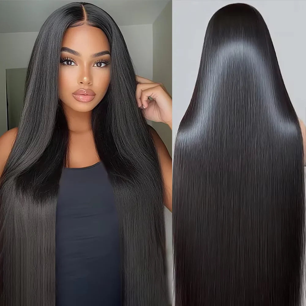 40 46 Inch 220 Density 13x4 13x6 Full Frontal 360 HD Transparent Lace Long Straight 7x6 Closure Human Hair Pre plucked Wigs