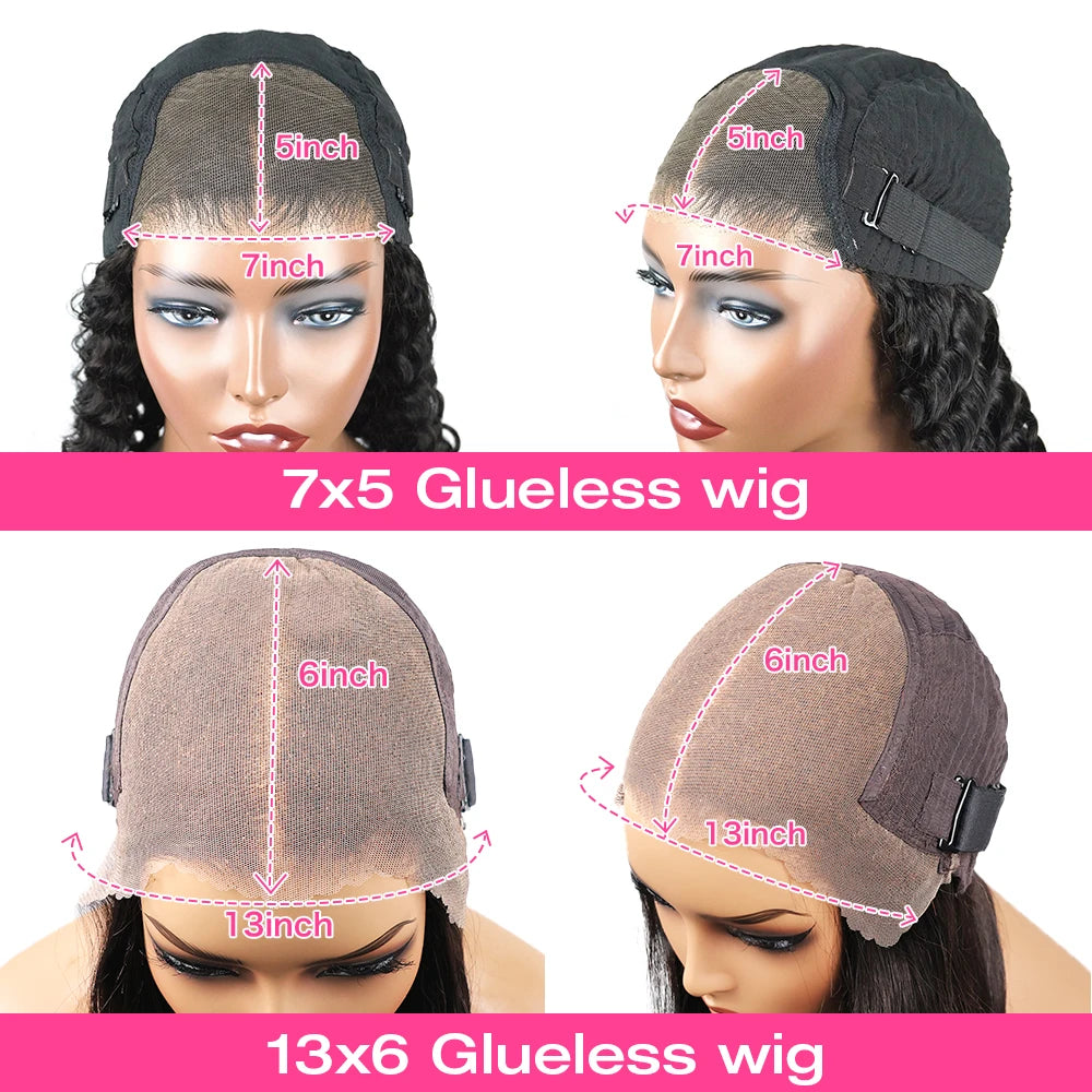 Deep Wave 13x6 HD Glueless Wear And Go Wigs 100% Human Hair For Women 250% Water Wave Curly Lace Front human hair Wig On Sale