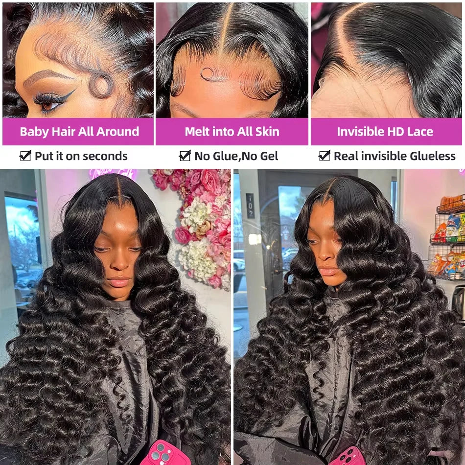 13x6 Hd Lace Frontal Wig Loose Deep Wave Curly Human Hair 100% Preplucked 13x4 Water Wave Front Wigs For Black Women Brazilian