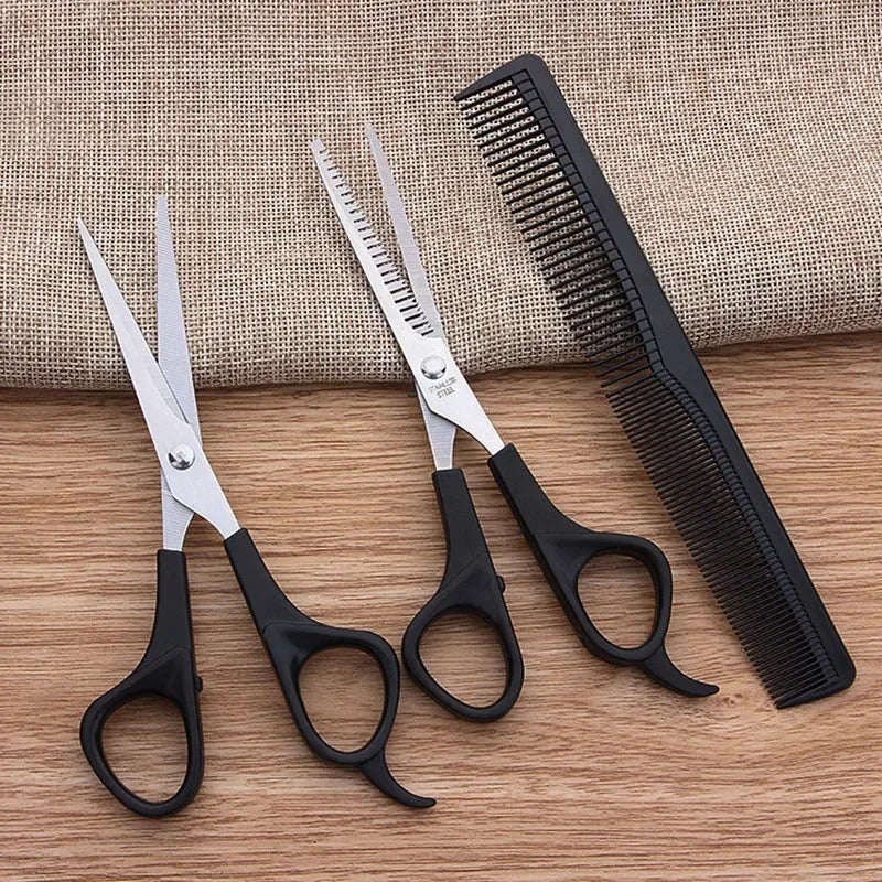 Professional Hair Scissors Set – 3 Pcs | Cutting Shears + Thinning Scissors + Comb | Stainless Steel | For Wigs & Natural Hair