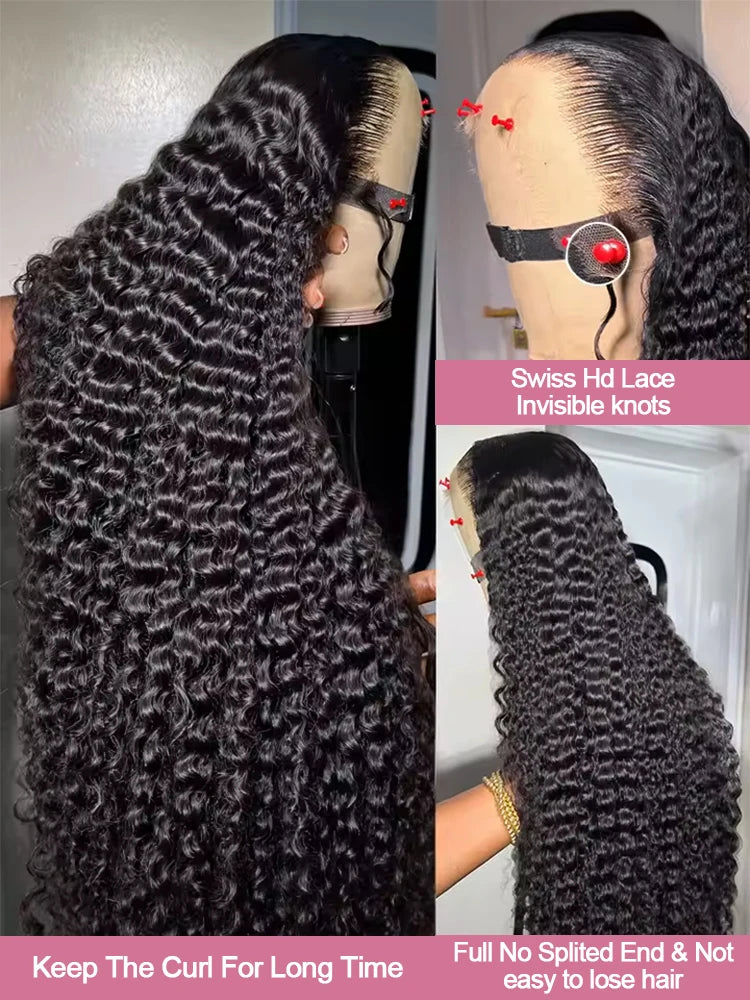 300% Density 40 46 Inch 13x6 HD Loose Deep Wave Lace Frontal Wig Brazilian 13x4 Water Curly Human Hair Wigs For Women Preplucked