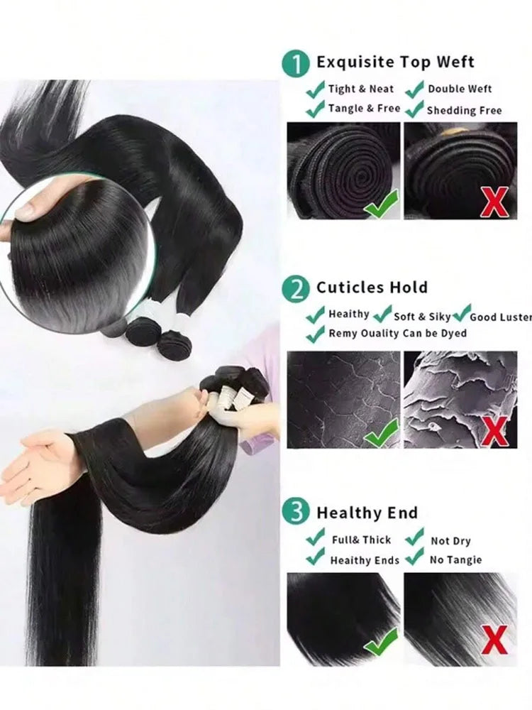 Bone Straight Brazilian Hair Bundles – Remy Human Hair