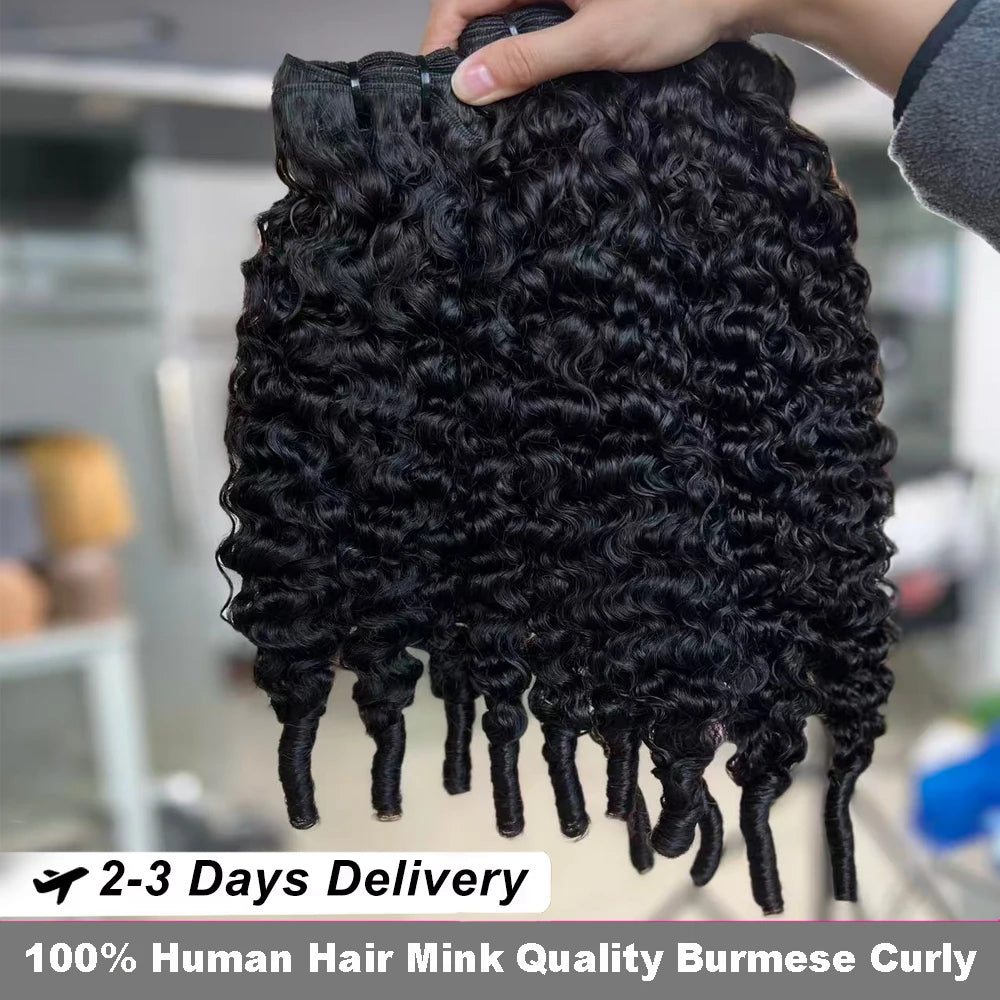 Burmese Curly Human Hair Bundles – 100% Virgin Remy Hair | Sew-In Weave | 14–30 Inches