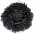 Afro Kinky Curly Hair Bun 10 Inches Real Human Hair Afro Drawstring Ponytail With Clips Extensition Natural Color For Women