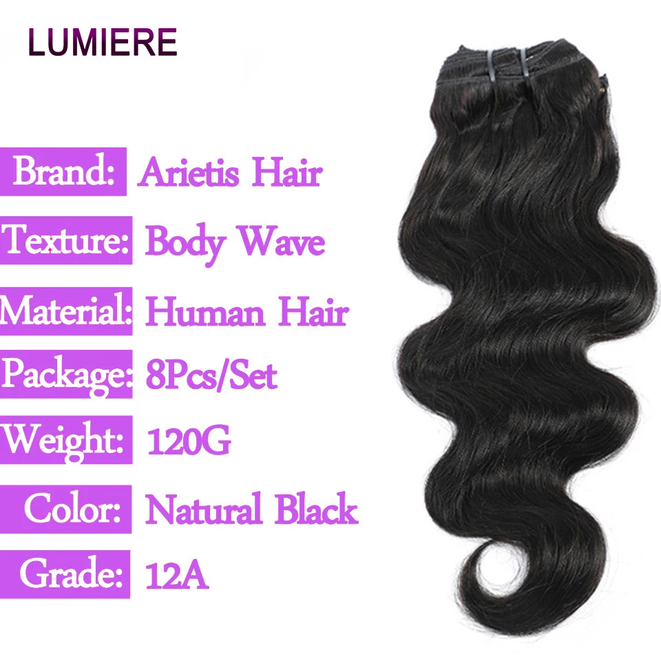 Body Wave Clips In Human Hair Extensions Brazilian 100% Virgin Raw4B 4C Afro Kinky Culy  Hair Clips in 8Pcs/Set For Women 18A