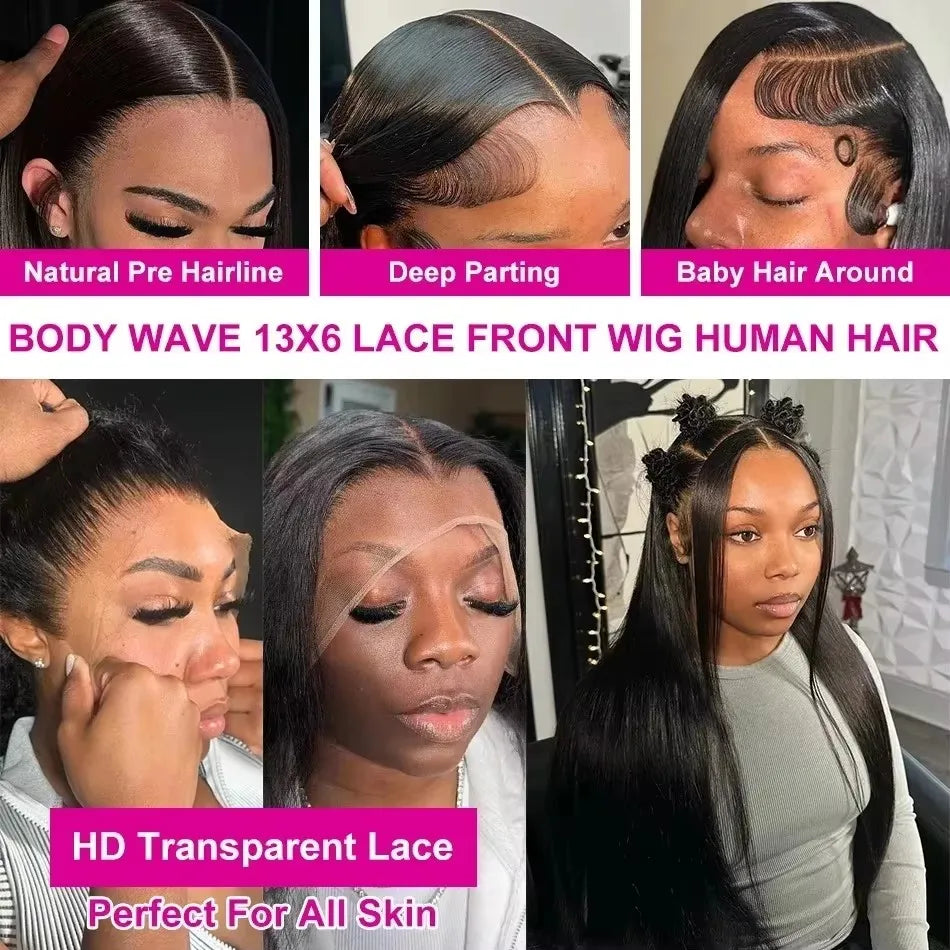 Straight Glueless Wigs Human Hair Bone Straight 13x6 HD Lace Frontal Wig 100% Human Hair Brazilian 5x5 Closure Wig For Women