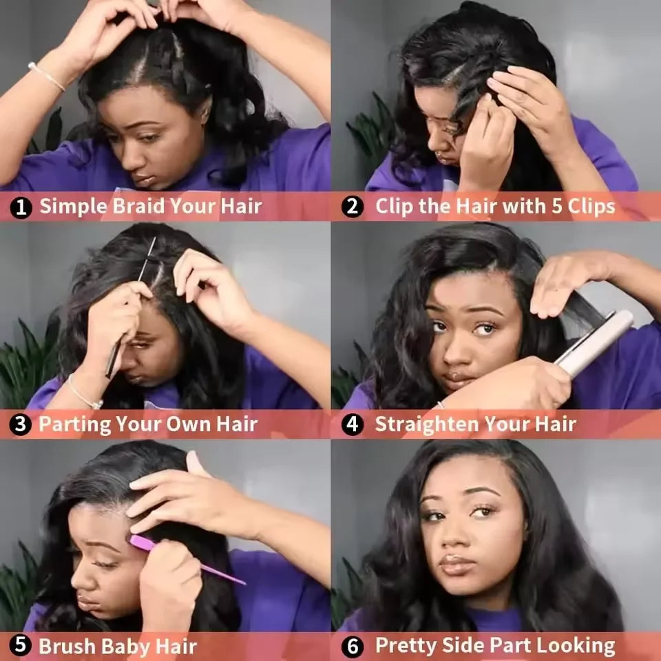 V Part Body Wave Wig | No Glue No Leave Out | Brazilian Remy Human Hair | 180% & 200% Density | 16"-32" | VS HAIR