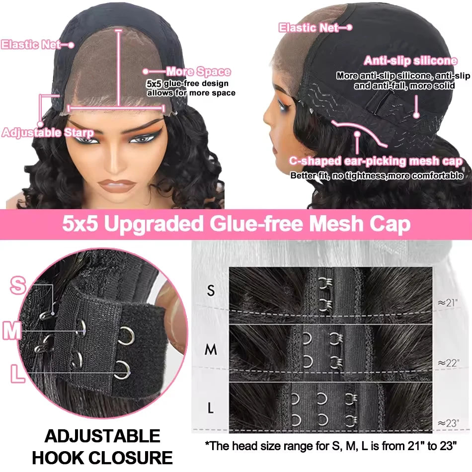 Upgrade 5x5 Water Wave Glueless Wig Invisible Strap 360 HD Full Lace Wigs Human Hair With Drawstrig Deep Curly 13x4 Lace Wigs