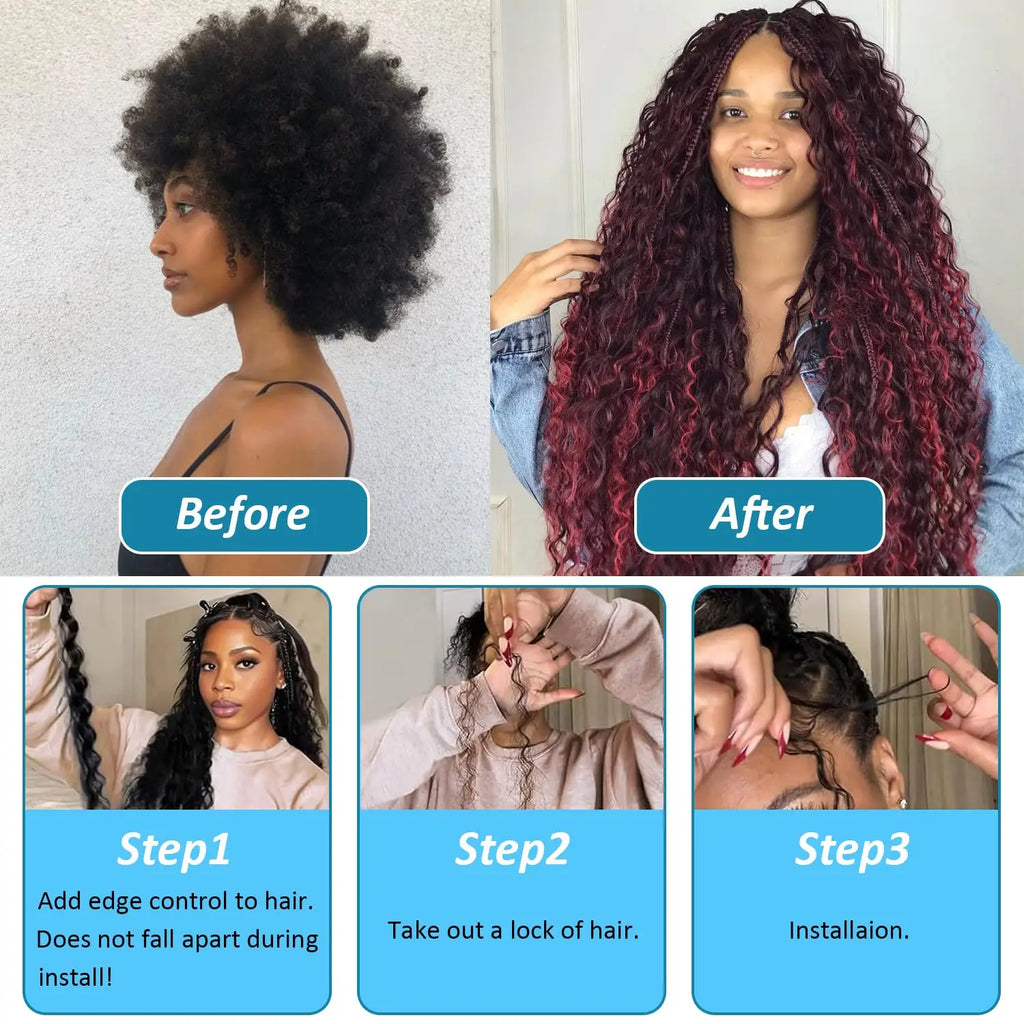 Ginger Orange & Deep Wave Bulk Human Hair for Boho Braids – No Weft | Braiding Extensions