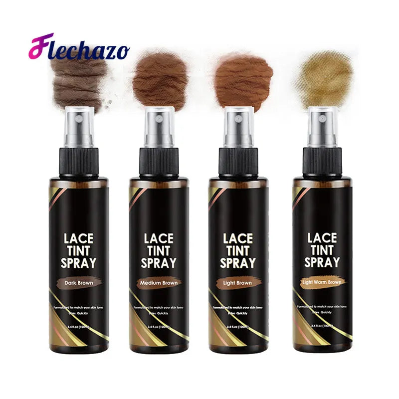 Flechazo Lace Tint Spray For Wigs Dark Brown Middle Brown Light Brown Lace Tinted Spray Lace Tinting Mousse For Lace Melt 100ML