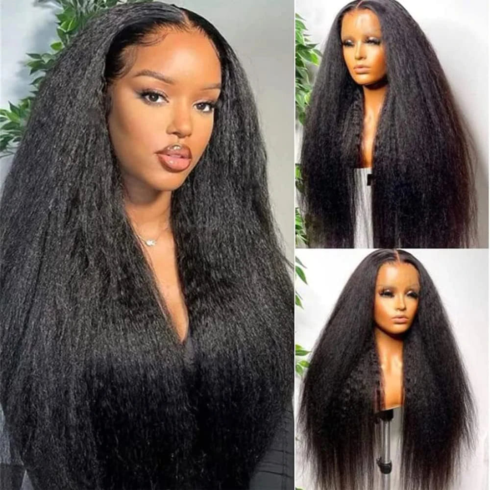 40 Inch Kinky Straight Lace Front Wigs Human Hair 250% Density Yaki Straight 13x4 Transparent HD Lace Human Hair Wigs For Women