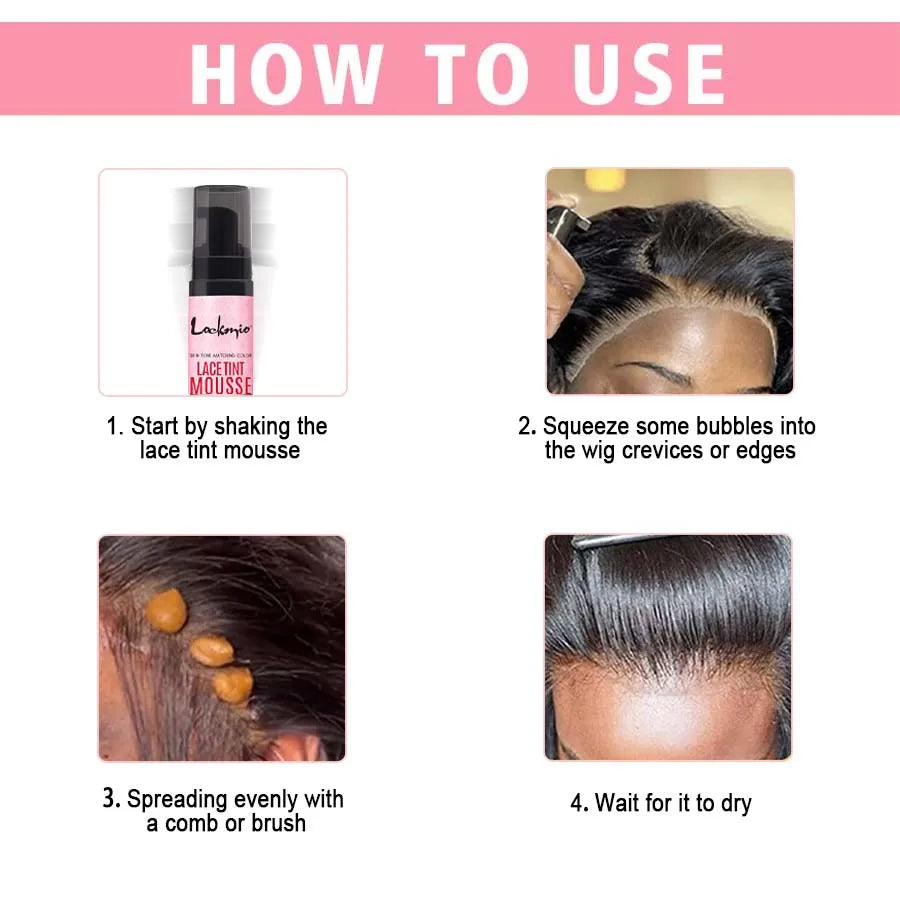 Lace Tint Spray & Foam Mousse – Invisible Lace Colorant for Wigs | Dark, Medium & Light Brown | 100ml