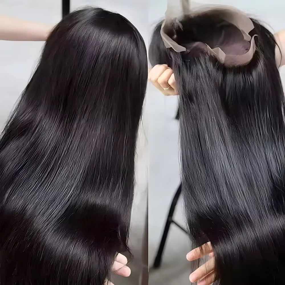 40 46 Inch 220 Density 13x4 13x6 Full Frontal 360 HD Transparent Lace Long Straight 7x6 Closure Human Hair Pre plucked Wigs