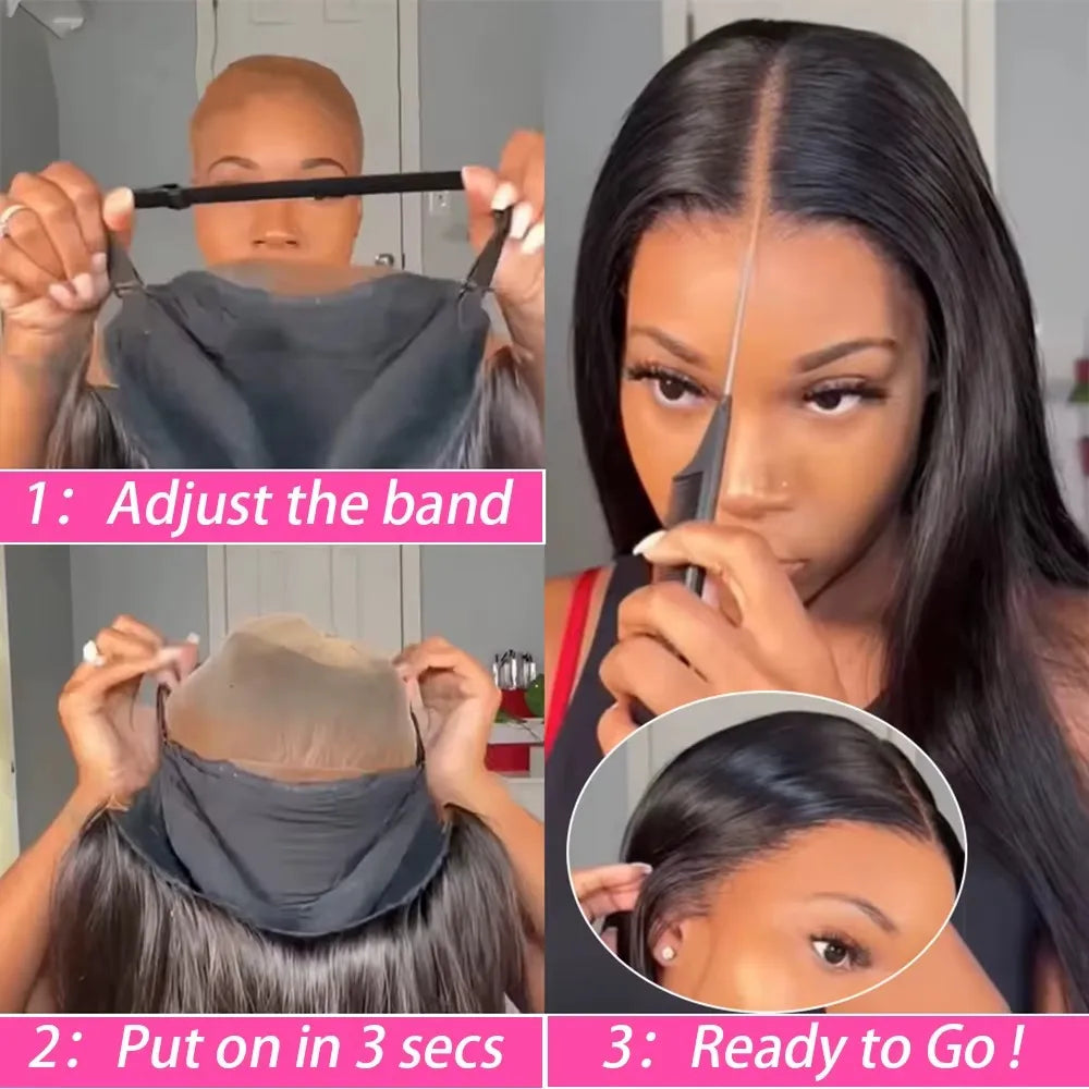Straight Glueless Wigs Human Hair Bone Straight 13x6 HD Lace Frontal Wig 100% Human Hair Brazilian 5x5 Closure Wig For Women