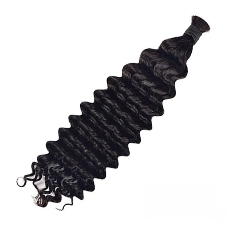 12A Human Braiding Hair for Boho Braids Color 613 27 Highlight Deep Wave Bulk Human Hair for Braiding Knotless Wet and Wavy Wigs