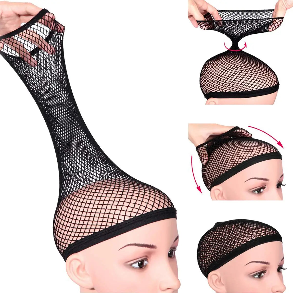 Mesh Wig Cap for Long & Thick Hair – Stretchy Nylon Hair Net for Wigs | Black & Brown