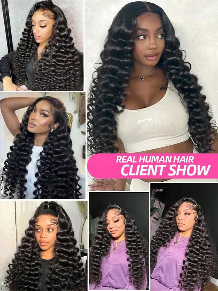 HD Deep Wave Lace Front Wig – 250% Density | 13x4 & 13x6 | Brazilian Remy Human Hair | 16–40 Inches