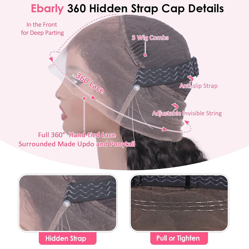 360 Full Lace Body Wave Wig | Invisible Drawstring Invisi Strap | Glueless | Brazilian Remy Hair | 180% & 250% Density | 18"-36" | VS HAIR