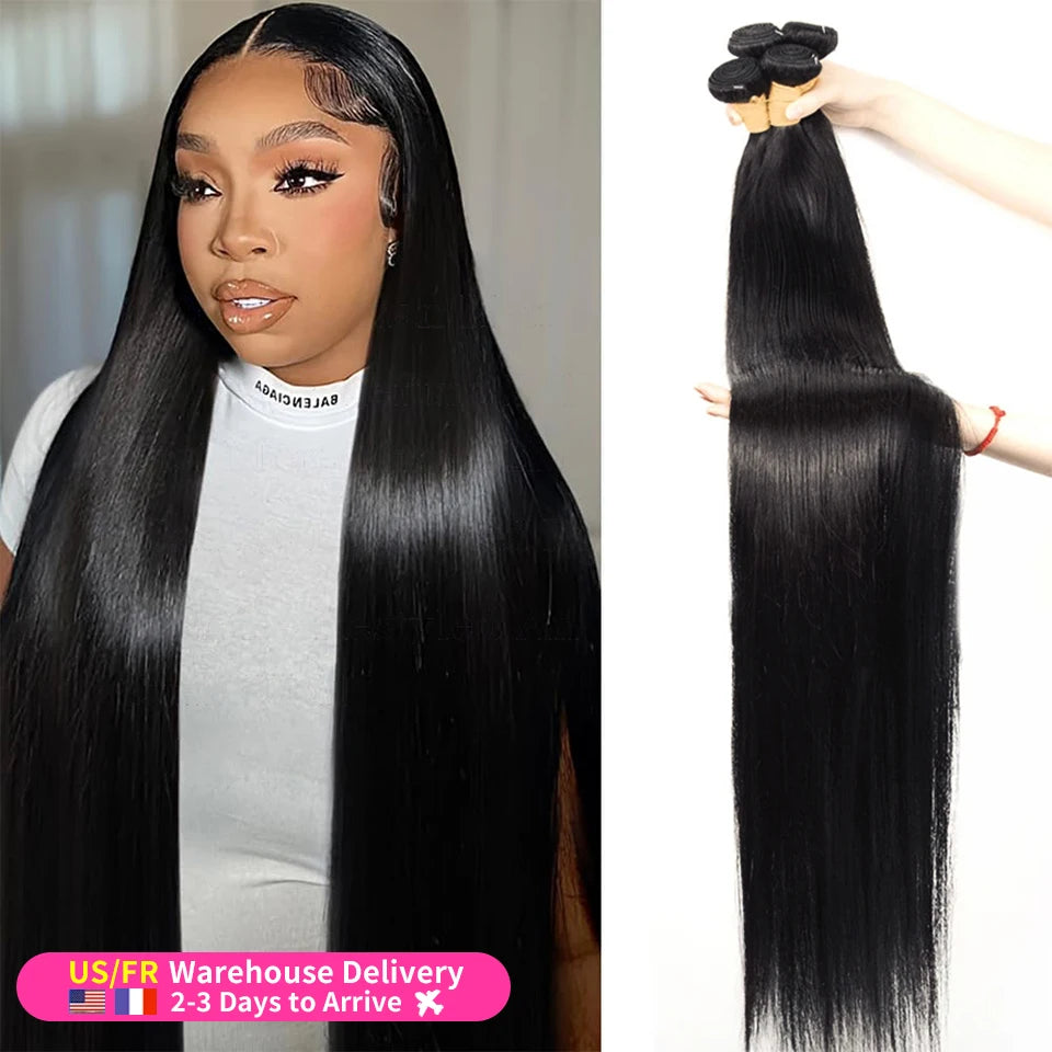 8-40 Inch Bone Straight Human Hair Weave Bundles Deal Raw Virgin Unprocessed Human Hair Extensions 1/3/4 Pcs Bundles Double Weft