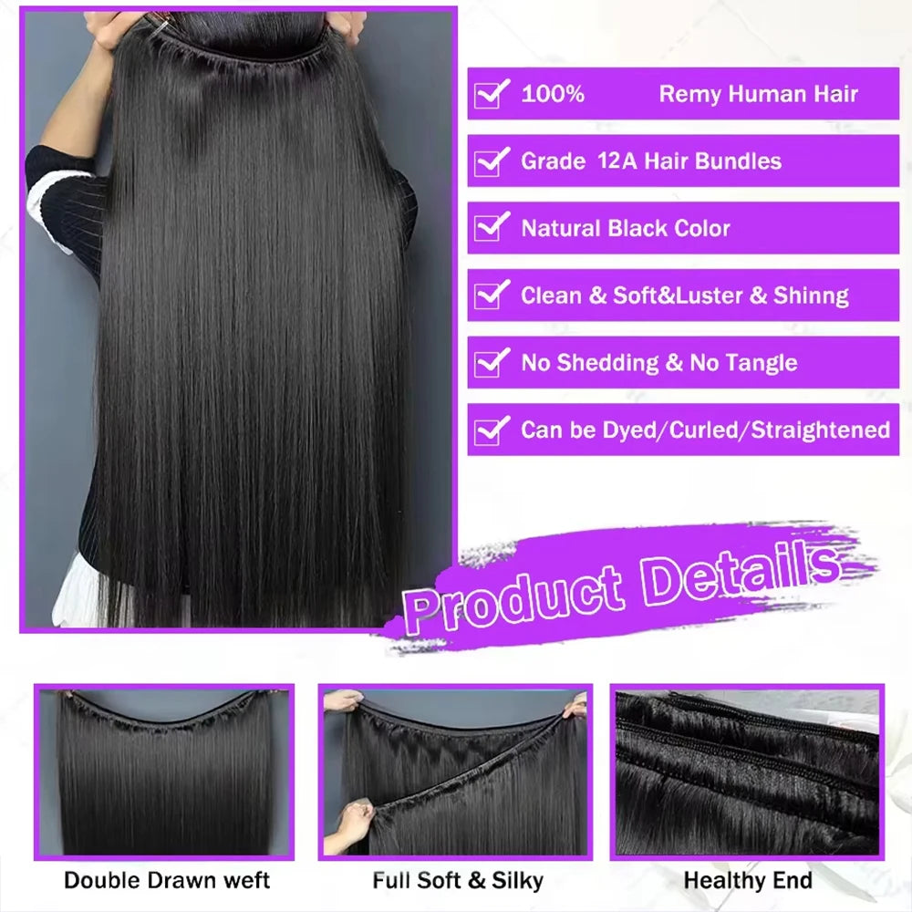 Straight Bundles Human Hair 12A Human Hair 4 Bundles Straight Hair 20 22 24 26 Inch Brazilian Human Hair Extensions