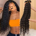 Deep Wave Human Hair Bundles Curly Hair Brazilian Weaving 28 30 Inch Natural Human Hair Remy Loose Deep Wave Hair Bundles
