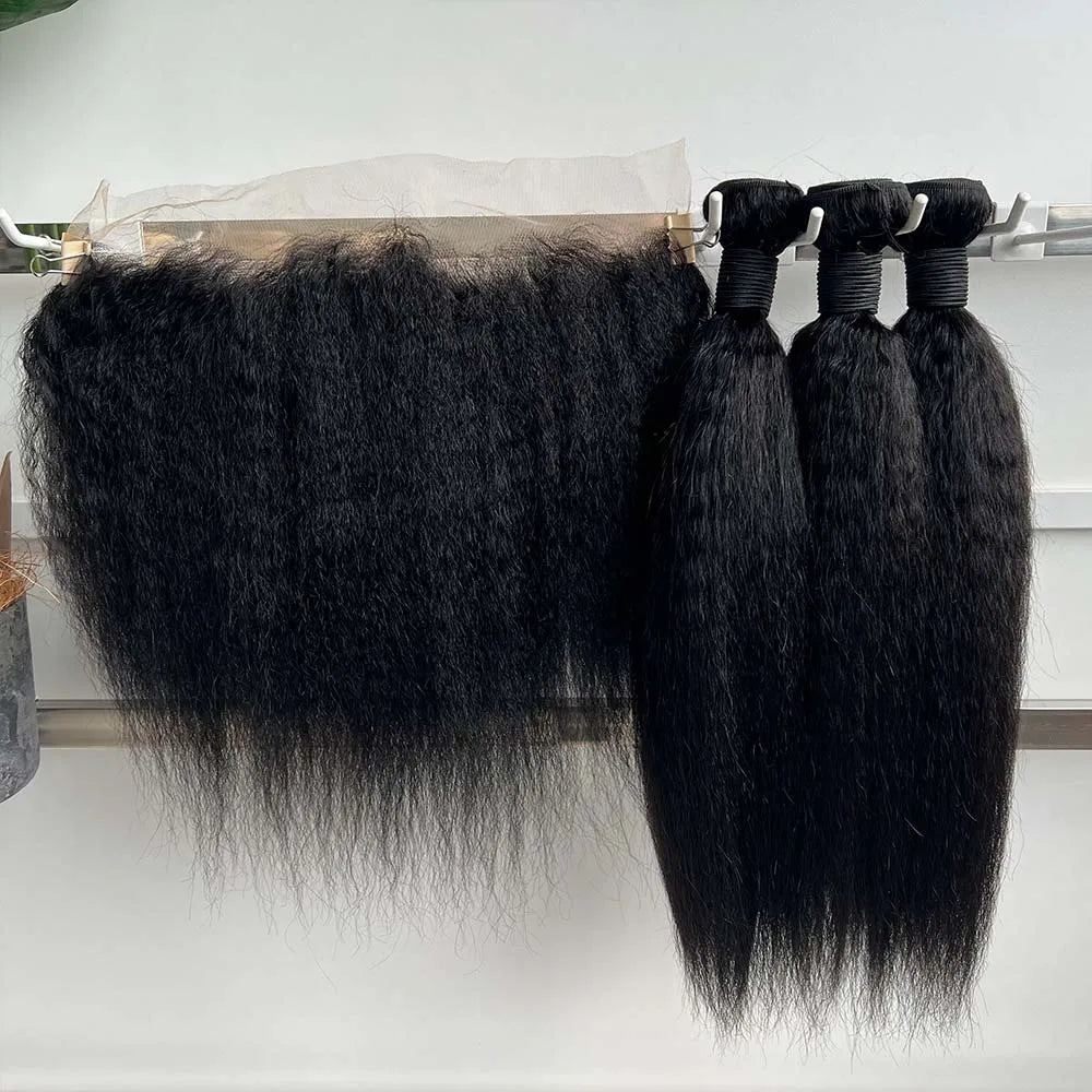 Kinky Straight Hair Bundles with HD Transparent Lace Closure or Frontal – Peruvian Virgin Hair | 8–30 Inches