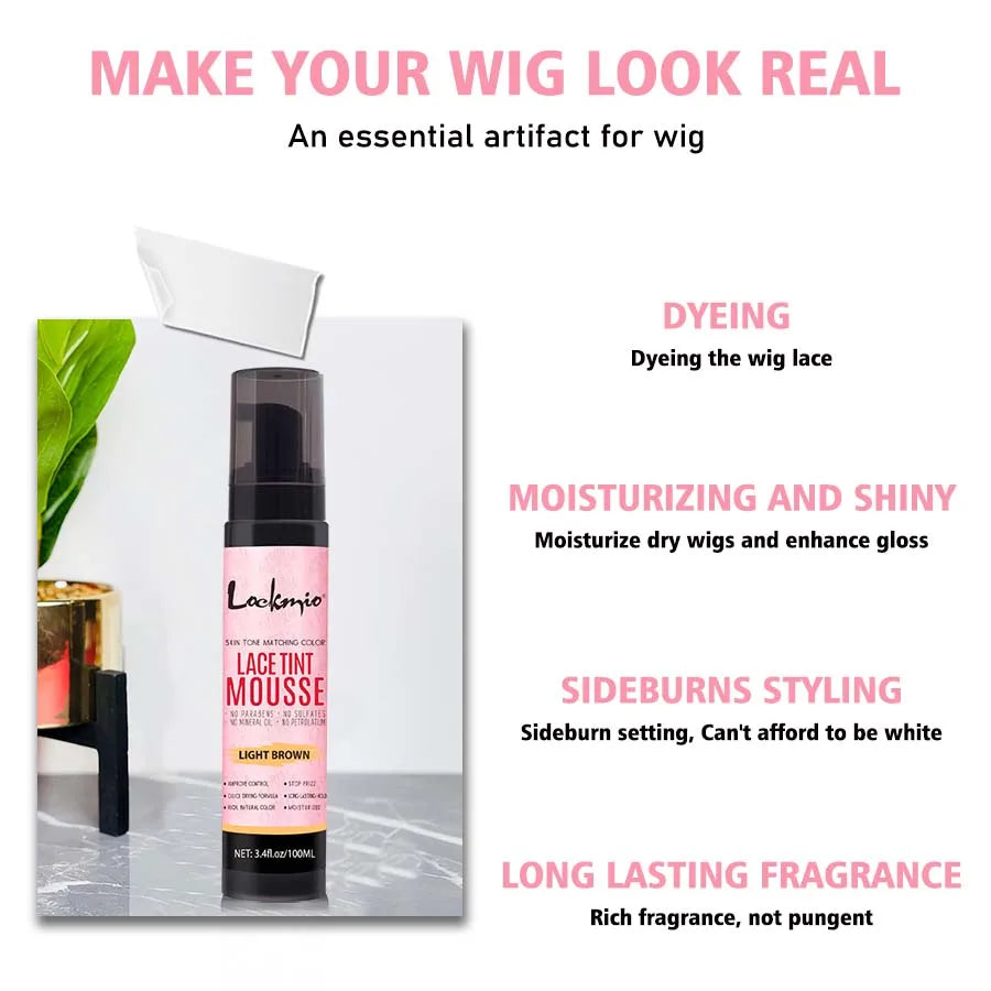 Lace Tint Spray & Foam Mousse – Invisible Lace Colorant for Wigs | Dark, Medium & Light Brown | 100ml