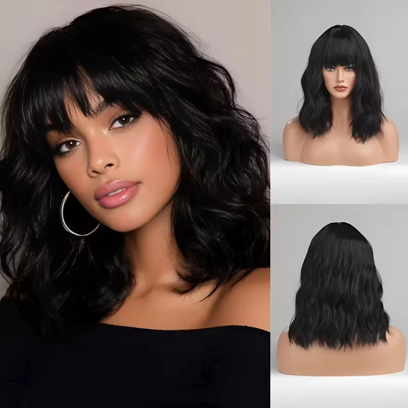 Body Wave Bob Wig With Bangs | Machine Made | Brazilian Remy Human Hair | 220% & 240% Density | 8"-16" | VS HAIR