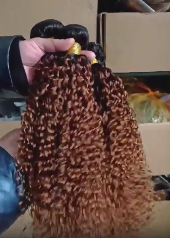 Kinky Curly Ombre Hair Bundles – Brazilian Remy Human Hair | Natural, T1B/30 & T1B/4/30 | 8–32 Inches