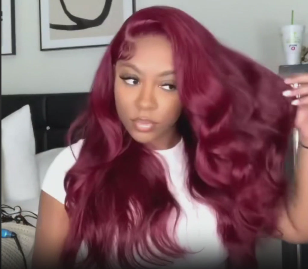 99J Burgundy Body Wave Lace Front Wig – 100% Brazilian Human Hair | 13x6 HD Lace | 18–38 Inch