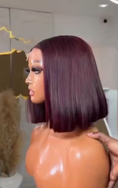 #99J Burgundy Straight Bob Wig – 13x4, 13x6, 5x5 & 2x6 Lace | 250% & 300% Density | Raw Vietnamese Hair | 10"-18"