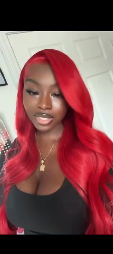 Hot Red 13x6 Hd Lace Frontal Human Hair Wigs Brazilian Colored Body Wave Lace Front Wig 13x4 5x5 Closure Wig For Women